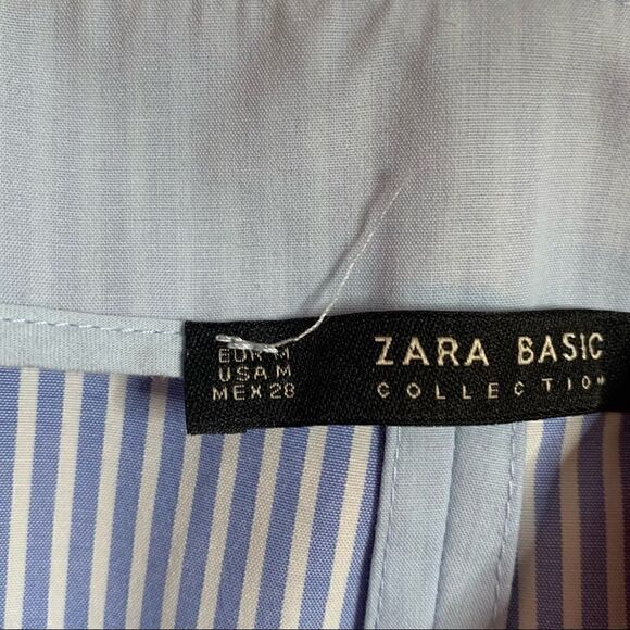 Zara Blue White Stripe Ruffle A-Line Mini Skirt Womens Size Medium Flirty Casual - Picture 5 of 7